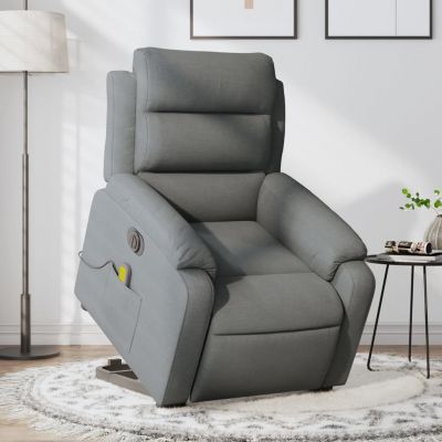 Gossi fotoliu electric masaj rabatabil cu ridicare, gri inchis textil
