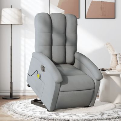 Gossi fotoliu electric masaj rabatabil cu ridicare, gri inchis textil