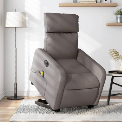 Gossi fotoliu electric masaj rabatabil cu ridicare, gri taupe, textil