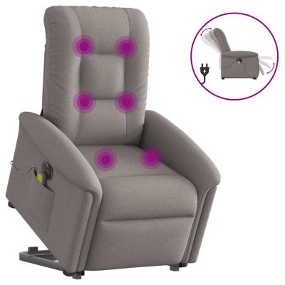 Gossi fotoliu electric masaj rabatabil cu ridicare, gri taupe, textil
