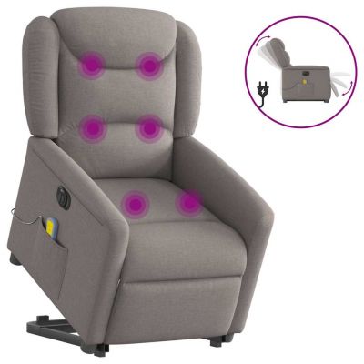 Gossi fotoliu electric masaj rabatabil cu ridicare, gri taupe, textil