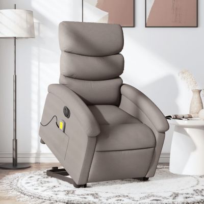 Gossi fotoliu electric masaj rabatabil cu ridicare, gri taupe, textil