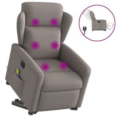 Gossi fotoliu electric masaj rabatabil cu ridicare, gri taupe, textil