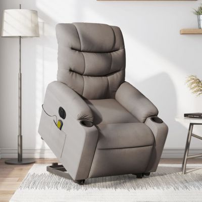 Gossi fotoliu electric masaj rabatabil cu ridicare, gri taupe, textil