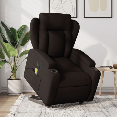 Gossi fotoliu electric masaj rabatabil cu ridicare maro inchis textil