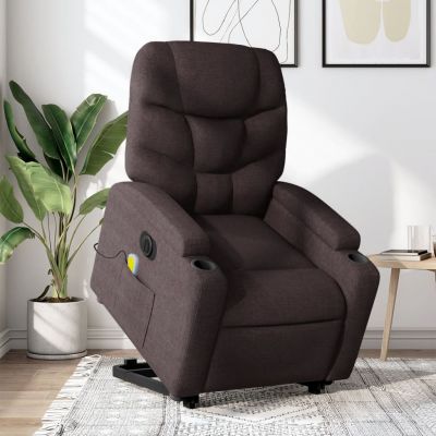 Gossi fotoliu electric masaj rabatabil cu ridicare maro inchis textil
