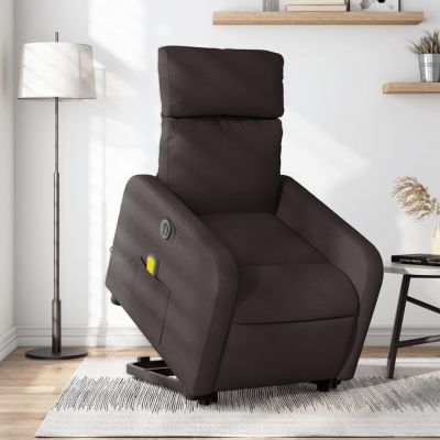 Gossi fotoliu electric masaj rabatabil cu ridicare maro inchis textil