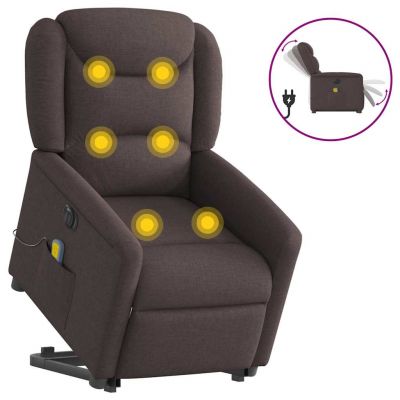 Gossi fotoliu electric masaj rabatabil cu ridicare maro inchis textil