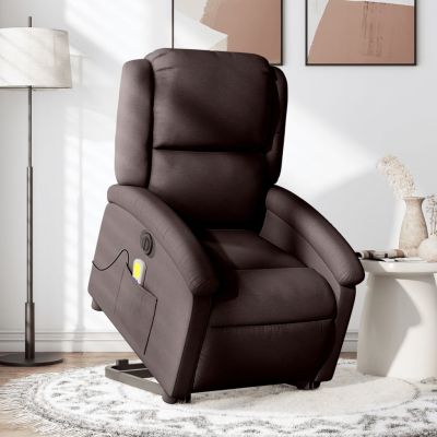 Gossi fotoliu electric masaj rabatabil cu ridicare maro inchis textil
