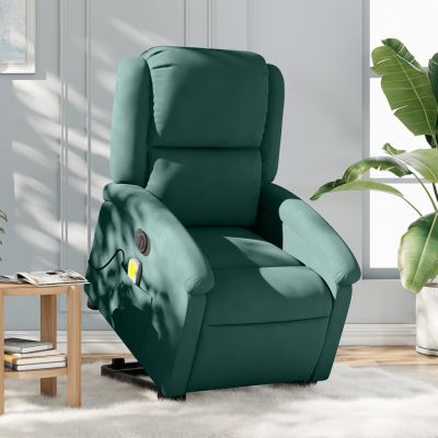 Gossi fotoliu electric masaj rabatabil/ridicare verde inchis catifea