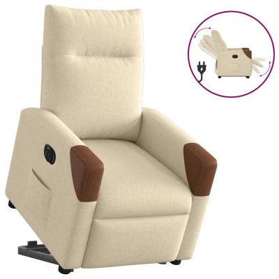 Gossi fotoliu electric rabatabil cu ridicare, crem, textil
