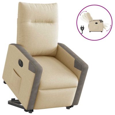 Gossi fotoliu electric rabatabil cu ridicare, crem, textil