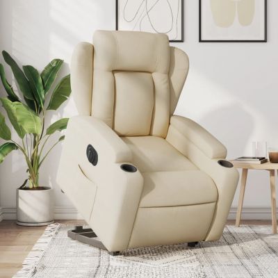 Gossi fotoliu electric rabatabil cu ridicare, crem, textil