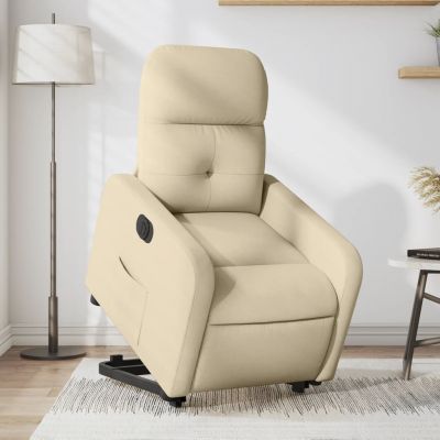 Gossi fotoliu electric rabatabil cu ridicare, crem, textil