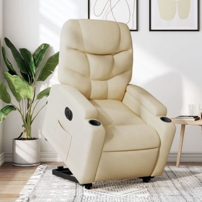 Gossi fotoliu electric rabatabil cu ridicare, crem, textil