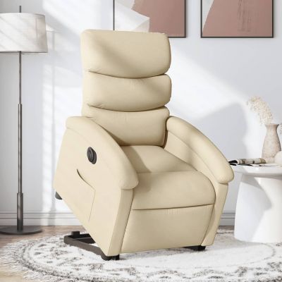 Gossi fotoliu electric rabatabil cu ridicare, crem, textil