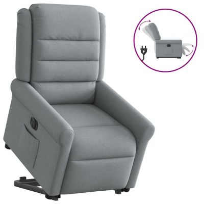 Gossi fotoliu electric rabatabil cu ridicare, gri deschis, textil