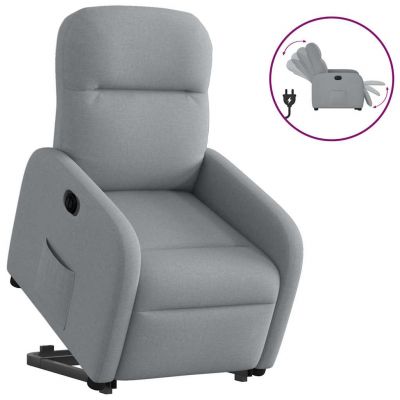 Gossi fotoliu electric rabatabil cu ridicare, gri deschis, textil