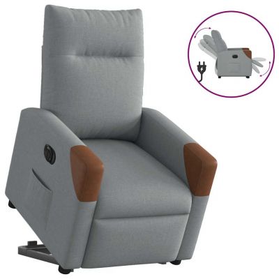 Gossi fotoliu electric rabatabil cu ridicare, gri deschis, textil