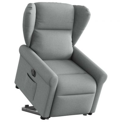 Gossi fotoliu electric rabatabil cu ridicare, gri deschis, textil