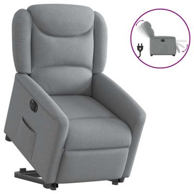 Gossi fotoliu electric rabatabil cu ridicare, gri deschis, textil