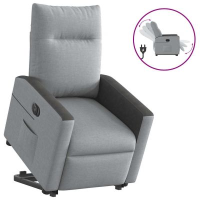 Gossi fotoliu electric rabatabil cu ridicare, gri deschis, textil