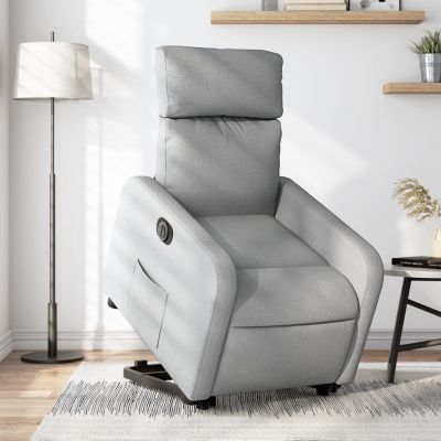 Gossi fotoliu electric rabatabil cu ridicare, gri deschis, textil Gossi fotoliu electric rabatabil cu ridicare, gri deschis, textil