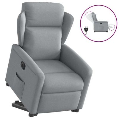 Gossi fotoliu electric rabatabil cu ridicare, gri deschis, textil