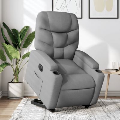 Gossi fotoliu electric rabatabil cu ridicare, gri deschis, textil