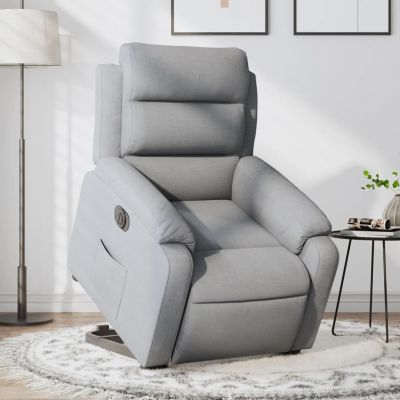 Gossi fotoliu electric rabatabil cu ridicare, gri deschis, textil