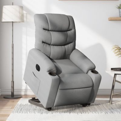 Gossi fotoliu electric rabatabil cu ridicare, gri deschis, textil