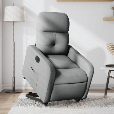 Gossi fotoliu electric rabatabil cu ridicare, gri deschis, textil