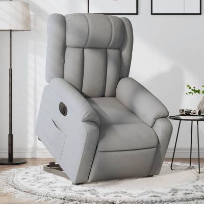 Gossi fotoliu electric rabatabil cu ridicare, gri deschis, textil
