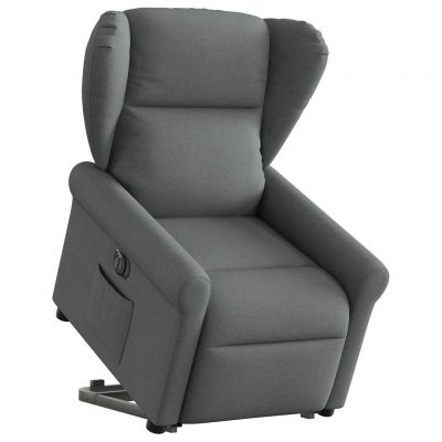 Gossi fotoliu electric rabatabil cu ridicare, gri inchis, textil