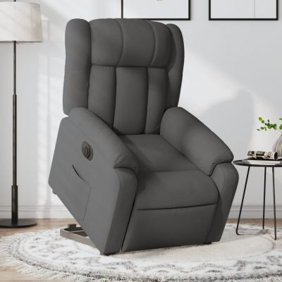 Gossi fotoliu electric rabatabil cu ridicare, gri inchis, textil