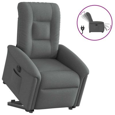 Gossi fotoliu electric rabatabil cu ridicare, gri inchis, textil