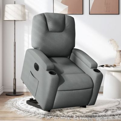 Gossi fotoliu electric rabatabil cu ridicare, gri inchis, textil