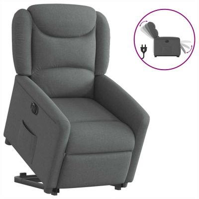 Gossi fotoliu electric rabatabil cu ridicare, gri inchis, textil
