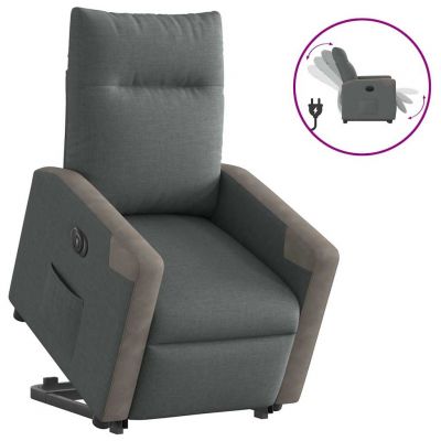Gossi fotoliu electric rabatabil cu ridicare, gri inchis, textil