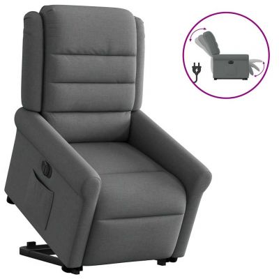 Gossi fotoliu electric rabatabil cu ridicare, gri inchis, textil