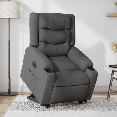 Gossi fotoliu electric rabatabil cu ridicare, gri inchis, textil