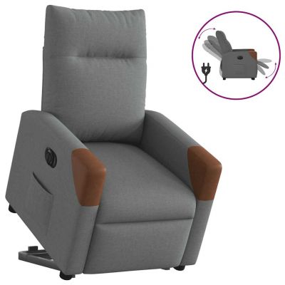 Gossi fotoliu electric rabatabil cu ridicare, gri inchis, textil