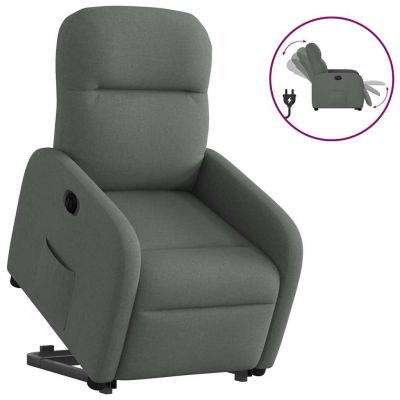 Gossi fotoliu electric rabatabil cu ridicare, gri inchis, textil