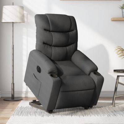 Gossi fotoliu electric rabatabil cu ridicare, gri inchis, textil
