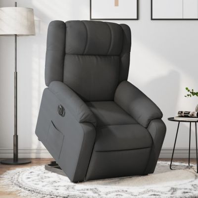 Gossi fotoliu electric rabatabil cu ridicare, gri inchis, textil
