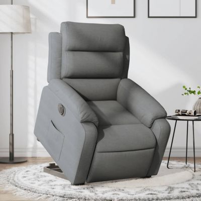 Gossi fotoliu electric rabatabil cu ridicare, gri inchis, textil
