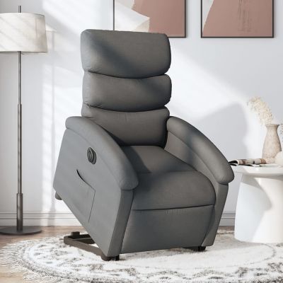 Gossi fotoliu electric rabatabil cu ridicare, gri inchis, textil Gossi fotoliu electric rabatabil cu ridicare, gri inchis, textil