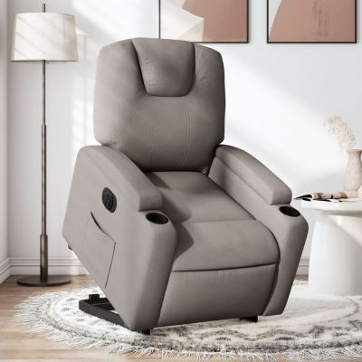 Gossi fotoliu electric rabatabil cu ridicare, gri taupe, textil