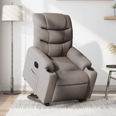 Gossi fotoliu electric rabatabil cu ridicare, gri taupe, textil