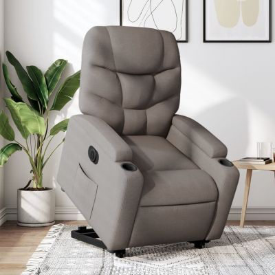 Gossi fotoliu electric rabatabil cu ridicare, gri taupe, textil